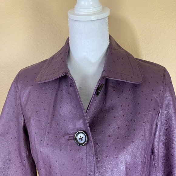Chico's Ostrich Leather Jacket- size 4 (Chico's -0-) - Picture 5 of 12